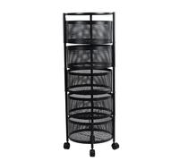 joukares Ciotole per frutta e verdura per cucina, 5 ripiani circolari rotanti con ruote, ripiano in filo metallico per frutta e verdura, carrello portaoggetti per soggiorno, bagno, nero cinque
