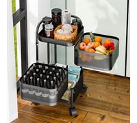 joukares Scaffale rotante per cucina, 3/4/5 ripiani per frutta e verdura per cucina, organizer per verdure con ruote, cesto di frutta da cucina, carrello portaoggetti per soggiorno, ufficio, Bla