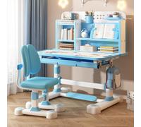joukares Set di scrivania e sedia funzionali per bambini, altezza regolabile, scrivania per studio scolastico, sedia ergonomica, tavolo da scrittura con supporto per libri, regalo per ragazzi e