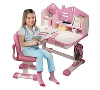 joukares Set di scrivania e sedia funzionali per bambini, scrivania per studio scolastico con cassetto portaoggetti, scrivania per studenti per camera da letto, Rosa, 105 cm x 72.5 cm x 48.5 cm