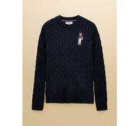 Joules Joules Classic Embroidered Jonty Fox Crew Neck Cotton Cable Knit Jumper 48 blu