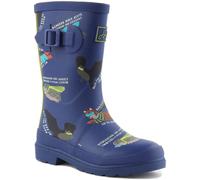 JOULES Junior Welly Stampa Unisex Cinturino Stivali IN Navy Rosso UK Size 1- 13