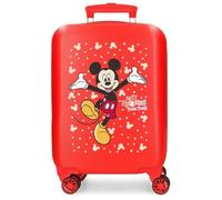 Joumma Bags, Disney Mickey Best Friends Together, Valigia per bambini, Valigia Cabina, Realizzato in ABS, Quattro Ruote Doppie di Giro multidirezionale, Chiusura a combinazione laterale., rosso,