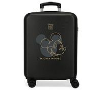 Joumma Bags - Valigia da cabina Disney Topolino Outline, realizzata in ABS, materiale resistente e leggero, quattro ruote doppie di rotazione multidirezionale, chiusura a combinazione laterale, Nero