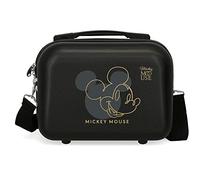 Joumma Bags - Valigia da cabina Disney Topolino Outline, realizzata in ABS, materiale resistente e leggero, quattro ruote doppie girevoli multidirezionali, chiusura a combinazione laterale, Nero