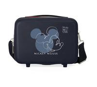 Joumma Bags - Valigia da cabina Disney Topolino Outline, realizzata in ABS, materiale resistente e leggero, quattro ruote doppie girevoli multidirezionali, chiusura a combinazione laterale, Blu navy