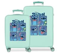Joumma Disney Adorable Stitch Set di valigie blu 55/65 cm Rigido 6 kg Chiusura a combinazione laterale ABS 6 kg 90 L Bagaglio a mano, blu, Taglia unica, Set di valigie