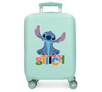 Joumma Disney Aloha Stitch Valigia per bambini Valigia da cabina Blu Bianco ABS rigido Lucchetto a combinazione laterale 4 ruote Bagaglio a mano