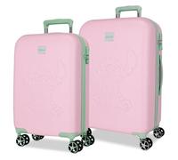 Joumma Disney "In viaggio con Stitch" - Set di valigie rosa 55/60 cm, 6,26 kg, lucchetto TSA, ABS, 6,26 kg, 100,64 l, bagaglio a mano