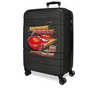 Joumma Disney Lightning Mcqueen - Valigia media nera, 48 x 68 x 27 cm, rigida in ABS, chiusura a combinazione TSA, 74 l, 3,7 kg, 4 ruote doppie, estensibile