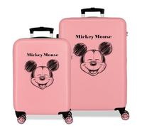 Joumma Disney Mickey Sketch Set di valigie rosa 55/68 cm Rigido 4,8 kg Chiusura a combinazione laterale ABS 4,8 kg 90 L Bagaglio a mano, Rosa, Taglia unica, Set di valigie