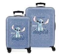 Joumma Disney Stitch You Are Magical Set di valigie blu 55/65 cm Rigido 6 kg Chiusura a combinazione laterale ABS 6 kg 91L Bagaglio a mano, blu, Taglia unica, Set di valigie