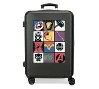 Joumma Marvel Avengers Power Squad - Valigia media nera, 46 x 65 x 23 cm, rigida in ABS, chiusura a combinazione laterale, 56 l, 3,1 kg, 4 ruote doppie, estensibile