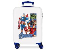 Joumma Marvel Avengers, Valigia da cabina bianca, 38 x 55 x 20 cm, rigida in ABS, chiusura a combinazione laterale, 34 l, 2,6 kg, 4 ruote doppie, bagaglio a mano