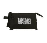 Joumma Marvel Characters Logo Astuccio Triplo Nero 22x12x5 cm Poliestere 1,32L, Nero, Taglia unica, Astuccio triplo