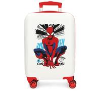 Joumma Marvel Spider-Man Urban Hero, Valigia da cabina bianca, 33 x 50 x 20 cm, rigida in ABS, chiusura a combinazione laterale, 28 l, 2,2 kg, 4 ruote doppie, bagaglio a mano