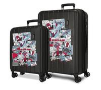 Joumma Marvel Spiderman Comic Valigia Set Nero 55/65 cm Rigido 6,8 kg Chiusura TSA Integrato ABS 6,8 kg 109L Allungabile bagaglio a mano