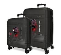 Joumma Marvel Spiderman Technology Set di valigie nere 55/68 cm rigida ABS chiusura TSA 111L 6,5kg 4 ruote doppie