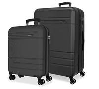 Joumma Movom Galaxy Set di Valigie Antracite 55/68 cm Rigido ABS Lucchetto a Combinazione Integrato 111L 6.5kg 4 Doppie Ruote Estensibile Bagaglio a Mano