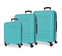Joumma Movom Galaxy Set di valigie turchesi blu 55/68/78 cm rigido ABS Lucchetto a combinazione integrato 221L 11,4kg 4 ruote doppie estensibile bagaglio a mano