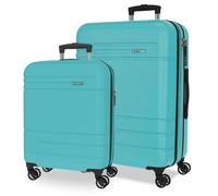 Joumma Movom Galaxy Set di Valigie Blu Turchese 55/68 cm Rigido ABS Lucchetto a Combinazione Integrato 111L 6.5kg 4 Doppie Ruote Estensibile Bagaglio a Mano