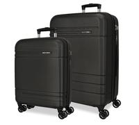 Joumma Movom Galaxy Set di Valigie Nero 55/68 cm Rigido ABS Lucchetto a Combinazione Integrato 111L 6.5kg 4 Doppie Ruote Estensibile Bagaglio a Mano