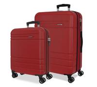 Joumma Movom Galaxy Set di Valigie Rosso 55/68 cm Rigido ABS Lucchetto a Combinazione Integrato 111L 6.5kg 4 Doppie Ruote Estensibile Bagaglio a Mano