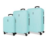 Joumma Roll Road Formentera Set di valigie blu chiaro 55/65/75 cm rigida ABS Lucchetto combinazione integrata 188L 10,3kg 4 ruote doppie bagaglio a mano