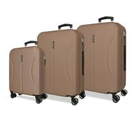 Joumma Roll Road Formentera Set di valigie Champagne 55/65/75 cm Rigida ABS Lucchetto Combinazione Integrato 188L 10,3kg 4 ruote doppie bagaglio a mano