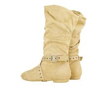 Jouncing Suede Suola Boot Step Donne Latino Danza Stivali Salsa Scarpa Lungo Warm Up Line Scarpe West Coast Swing Dance Boots, Beige, 39 2/3 EU