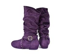 Jouncing Suede Suola Boot Step Donne Latino Danza Stivali Salsa Scarpa Lungo Warm Up Line Scarpe West Coast Swing Dance Boots, Viola, 42 2/3 EU