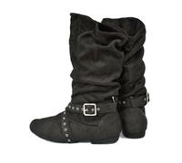 Jouncing Suede Suola Boot Step Donne Latino Danza Stivali Salsa Scarpa Lungo Warm Up Line Scarpe West Coast Swing Dance Boots, Nero , 39 EU