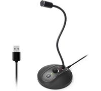 JOUNIVO Microfono USB per computer con pulsante mute, condensatore plug&play, desktop, PC, laptop, Mac, microfono PS4, design a collo di cigno a 360°, registrazione, dettatura, YouTube, giochi,