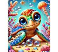 Journal: 8x10 Lined Colorful Playful Sea Turtle Notebook with 100 Pages to Explore and Record Your Daily Thoughts and Experiences