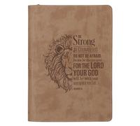 Journal Classic Zip Brown Strong and Courageous Josh. 1:9