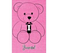 JOURNAL: Monogram Initial Letter I - Cute and Cuddly Little Teddy Bear showcasing your Initial on a Bright Pink Fabric-Look art design. Feminine & ... teens, women. Cute, Compact & Functional