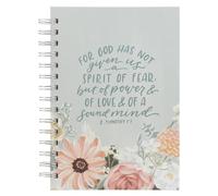 Journal Spiral-Bound Blue Floral for God Has Not Given Us a Spirit of Fear 1 Tim. 1: `17