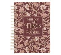 Journal Spiral-Bound Pink Floral with God Matt. 19:26