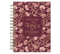 Journal Spiral-Bound Pink Floral with God Matt. 19:26