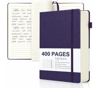 Journals for Writing, A5 Leather Ruled Notebook with 400 Pages, 100 Gms College Ruled Journal with Thick Paper, Hardcover with Inner Pocket & Pen Holder, Deep Purple