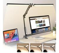 Journeyside Lampada da Scrivania LED, Lampada da Tavolo con Clip - 3 Modalità Colore x 10 Livelli di Luminosità, Braccio Oscillante Regolabile, Alimentazione USB per Casa e Ufficio-Nero