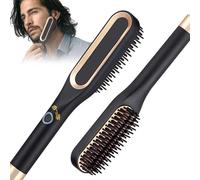 Journeyside Piastra per Barba Uomo, Mini Spazzola Lisciante per Capelli Corti,Piastra per Capelli e Barba Uomo, Regolabili 160℃/190℃/220℃, Piastra per Barba Capelli per Modellare Barba e Capelli