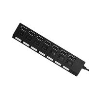 JOUSE Hub USB 2.0 Splitter USB Multi Hub Adattatore USB Diverse Porte Adattatore di Alimentazione con Accessori Interruttore per PC Laptop, Nero