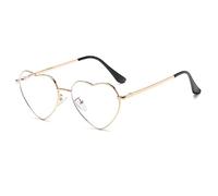 JOVAKIT Occhiali da vista a forma di cuore blu con blocco della luce per le donne alla moda vintage stile adorabile montatura in metallo, 01 Oro, 54-18-140 mm