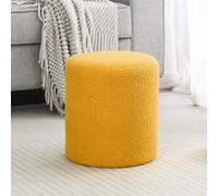 Joveco Moderno ottomano rotondo con morbida seduta imbottita, sgabello imbottito per trucco, soggiorno, camera da letto, casa, ufficio, giallo