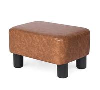 Joveco Piccolo poggiapiedi ottomano moderno rettangolare sgabello per soggiorno camera da letto (pelle PU marrone chiaro)