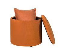 Joveco Pouf rotondo in tessuto, piccolo poggiapiedi con coperchio rimovibile, per dormitorio, soggiorno, divano, camera da letto, arancione