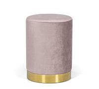 Joveco Pouf rotondo in velluto, sgabello da toeletta imbottito con base in metallo dorato, sedia moderna imbottita per trucco per camera da letto soggiorno (rosa)