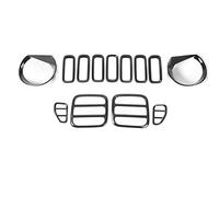 JOVERI Auto Esterno Coda Testa Della Lampada Griglia di Copertura Decorazione Kit Adesivi, for Jeep, Renegade 2015-2017 Car Styling ABS Coprifaro per auto(Black 13 pcs)