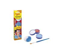 Jovi - Adventure Trucco per Bambini, Confezione da 3 flaconi da 8 ml, Crema per Il Trucco, Colori Bianco, Rosso e Azzurro, Include spugnetta per Il Trucco e Pennello Piatto (174AD)